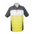 Men's Polo Shirt w/ 3 Color Dye Sublimation Front Striping - 25 Day Custom Overseas Express